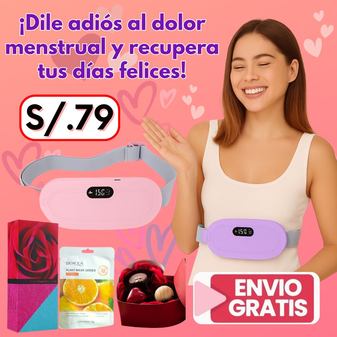 CINTURON TERMICO PARA COLICOS MENSTRUALES + CHOCOLATES Y MASCARILLA DE REGALO🎁